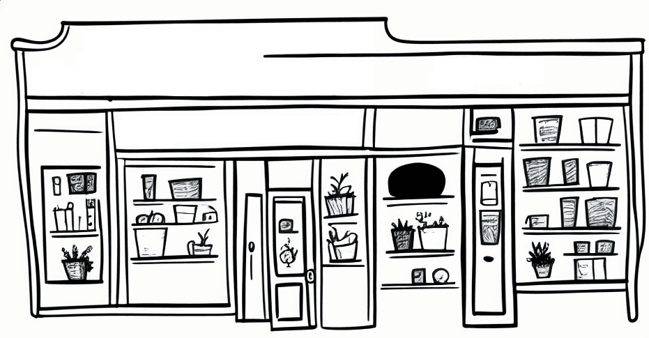 Quirky shop illustration